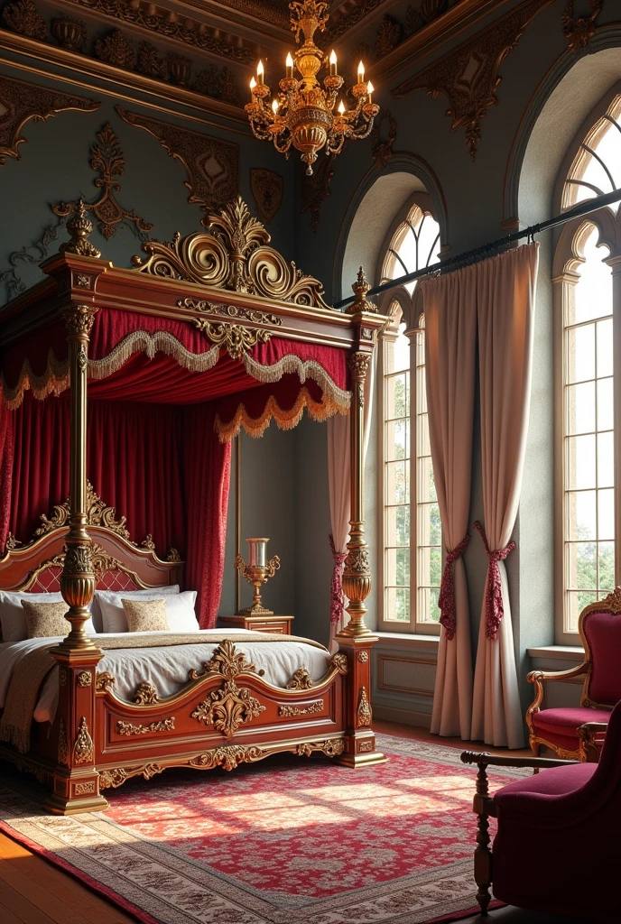 The bedrooms of nobles in a castle in color 