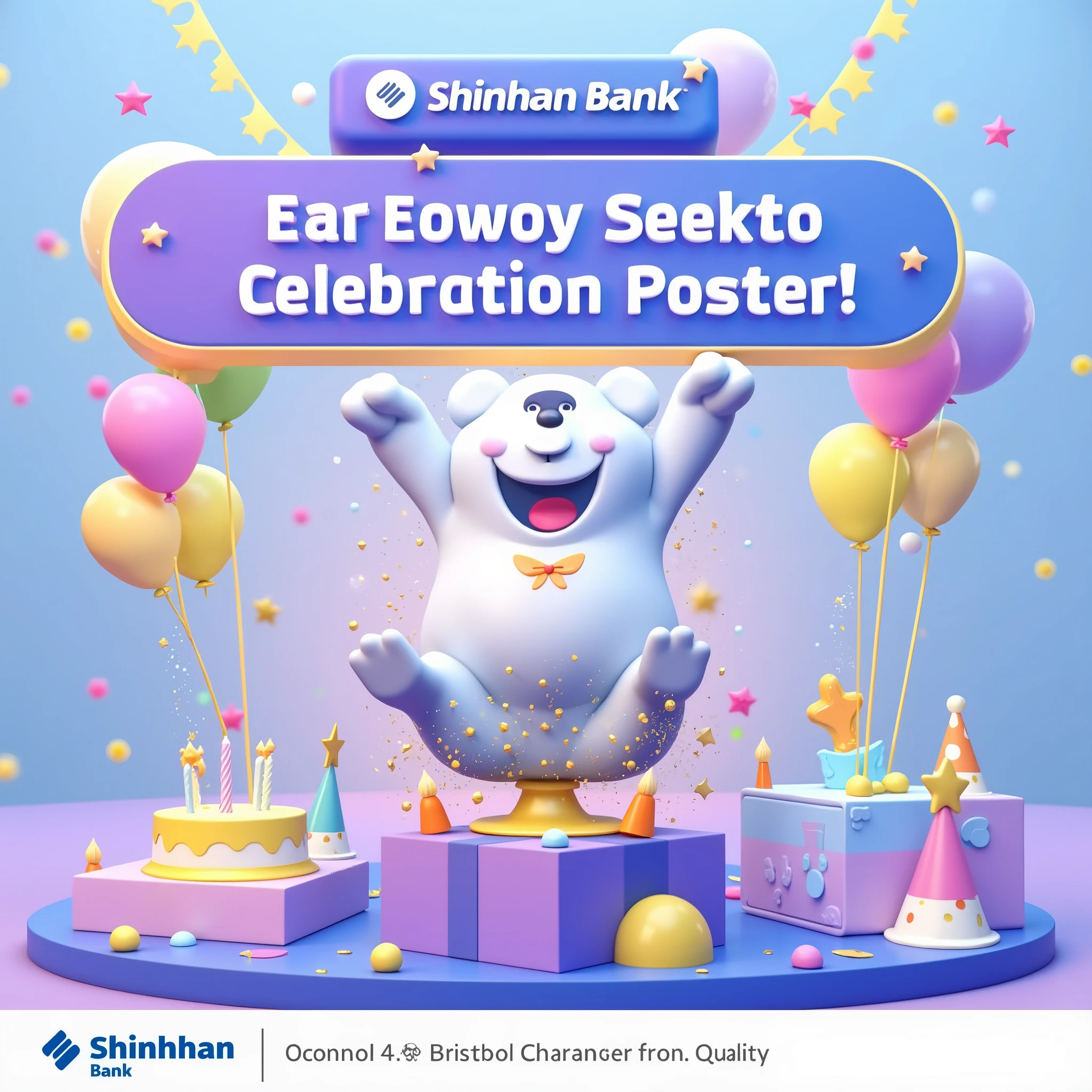 poster 3d for Shinhan Bank with SOL bear is celebrating Shinhan Bank's birthday