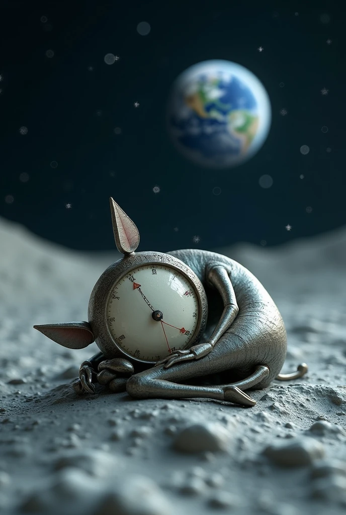 A clock sleeping on the moon