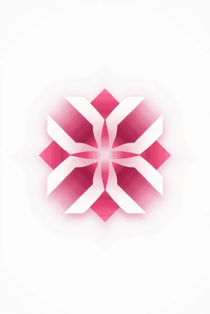 a pink and white geometric design with arrows on a transparent background, x logo, vectorized logo style, vectorized, profile picture 1024px, removed watermarks, plus - x, no gradients, thick squares and large arrows, symmetrical logo, favicon, ancient symbol behind it, abstract logo, pixta.jp but thé géométrie design must look like an lotus with 4 arrows like that 2 on left and right and 2 on top and bottom all in diroction to thé centre
