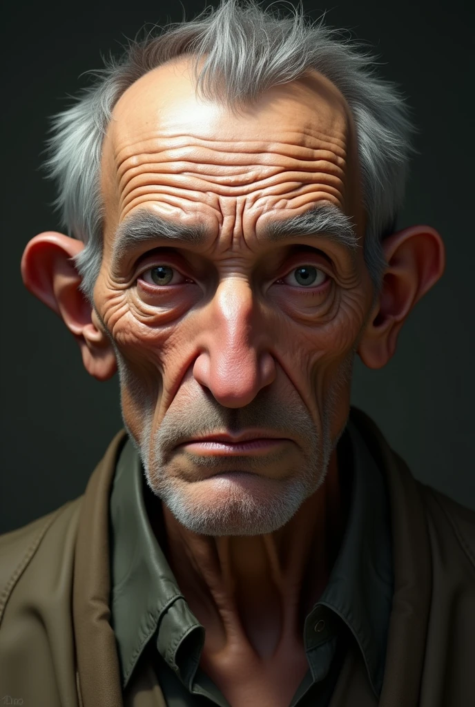 „thinning on the top, and his grey side-whiskers were trimmed shorter, in keeping with recent style. The lines on his thin face were more pronounced, running down from the edges of his beaked nose, past his thin mouth, towards his long, pointed chin. The hollows under his cheekbones were somewhat deeper, and there was a flap of slack skin under his chin that comes to us all, thanks to the merciless force of gravity. His eyes remained bright and sharp