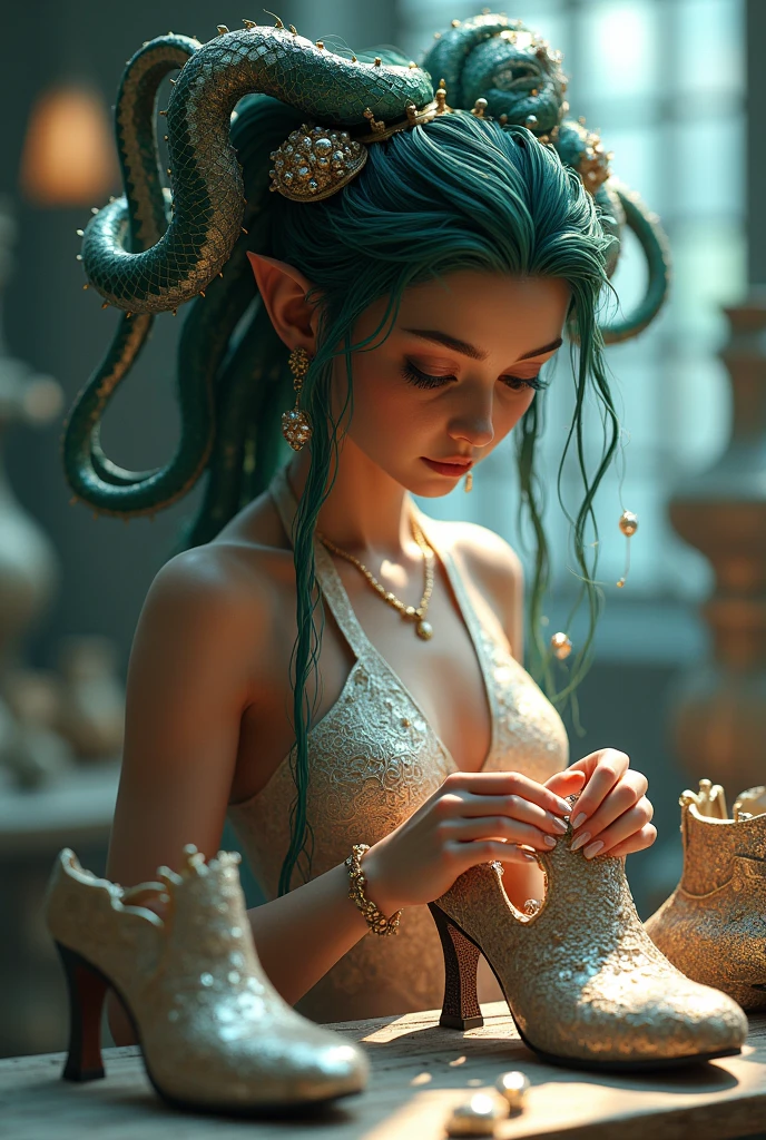 Queen Medusa girl shoes maker 3D image world best universe level