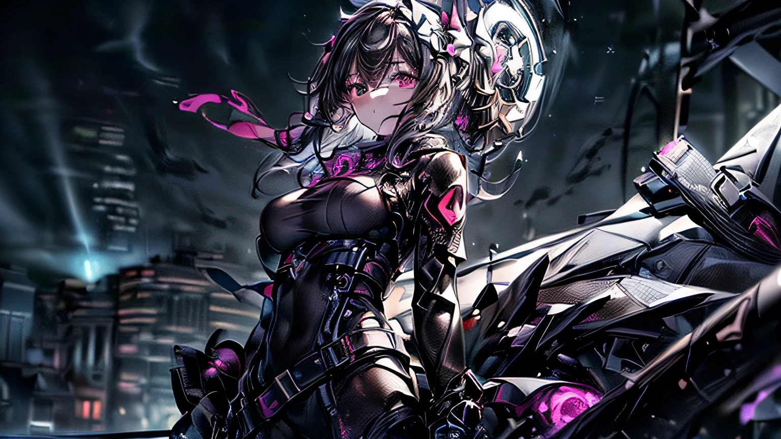 ((((masterpiece, best quality, Ultra Detailed, Very_High target_solve, Large target_File size, Rich colors)))), ((((Modern stress society)))), Abstract illustration, CG, Dark worldview, Fantasy World, Big Black Vortex, The Spear of Longinus pierces the black vortex