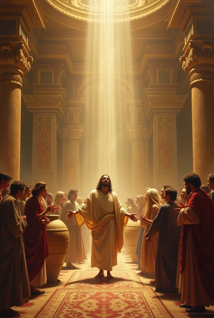 Miracle of Jesus turning water into wine at the wedding