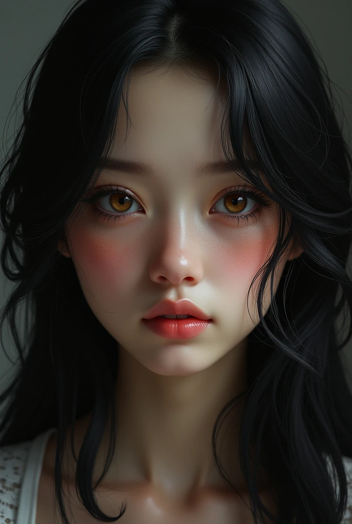 A girl with Hazel eyes and black hairs 