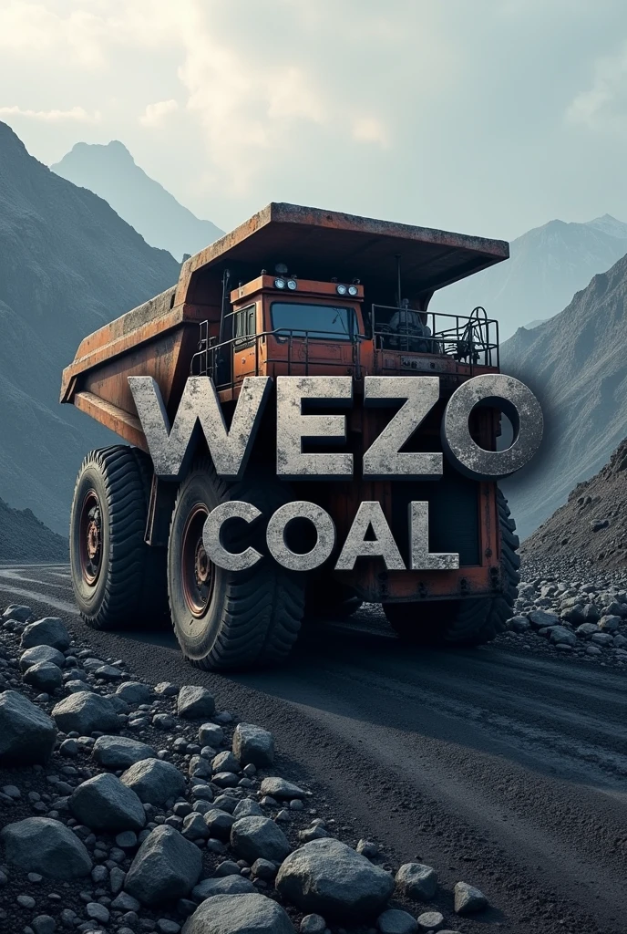Contruct a creative and meaningful logo for a steam coal minning company called "WEZO coal mining". Integrate the words within the logo. It is an above ground coal minning company. That sells its coals to cement factories. Do not use an axe on the logo.