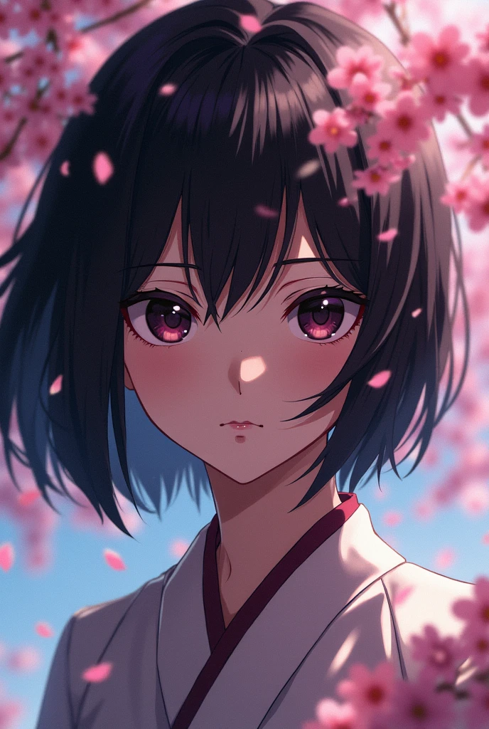 Capture the essence of Haruna Sakura, the enigmatic Japanese anime character, in a cinematic masterpiece. Depict her in a pivotal moment of her journey, surrounded by the beauty of cherry blossoms and her unwavering determination. Let your art or words bring her character to life, evoking emotion and intrigue