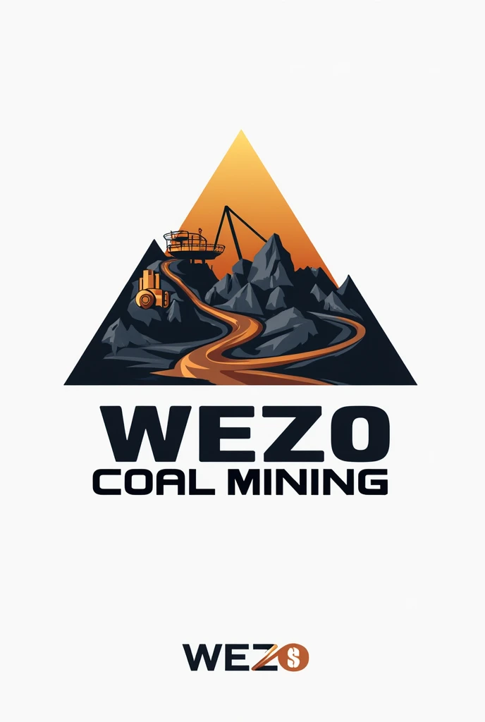 Contruct a creative and meaningful logo for a steam coal minning company called "WEZO coal mining". Integrate the words within the logo. It is an above ground coal minning company. That sells its coals to cement factories. Do not use an axe on the logo.