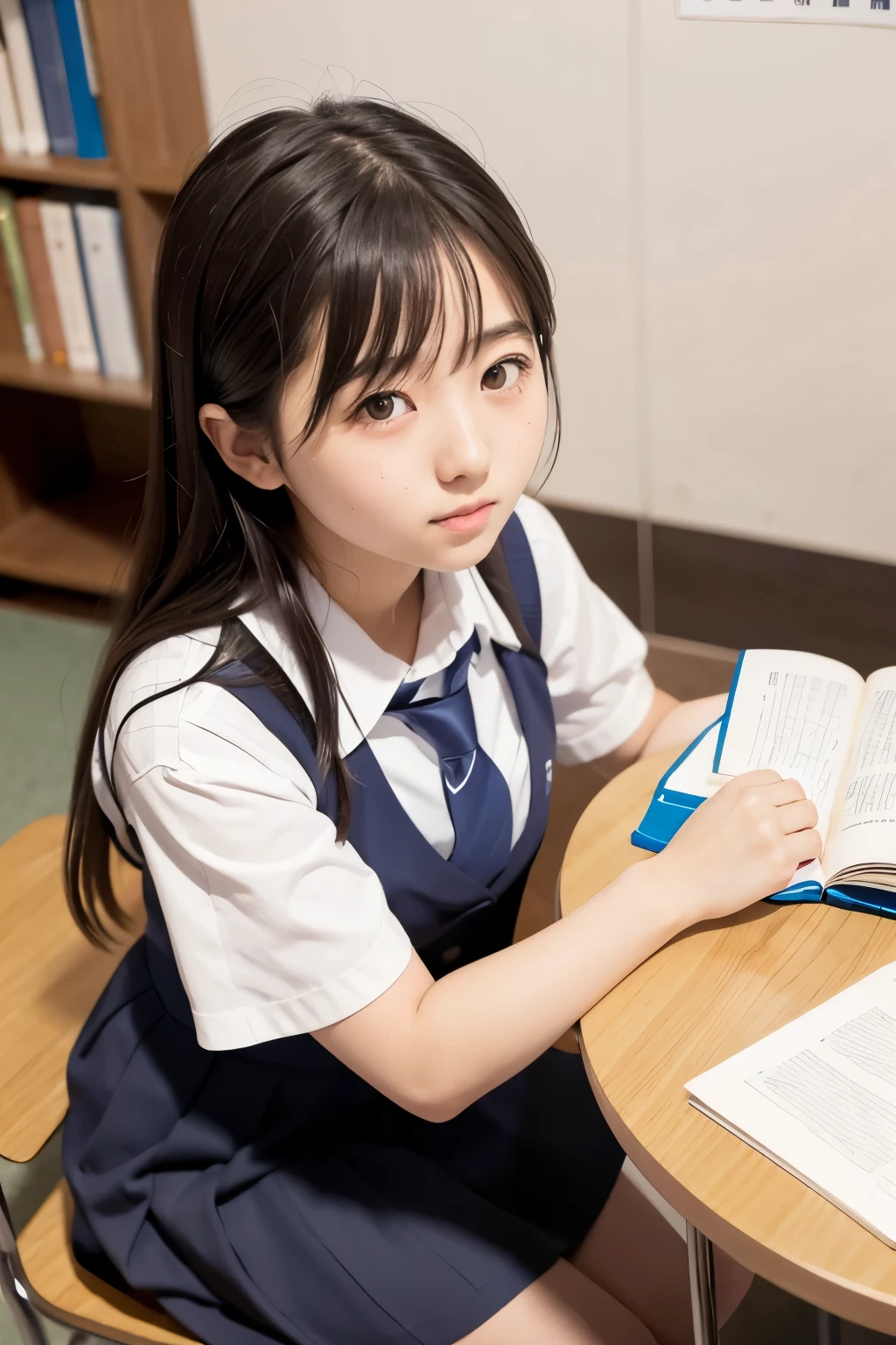 Studying history, japanese student, school uniform