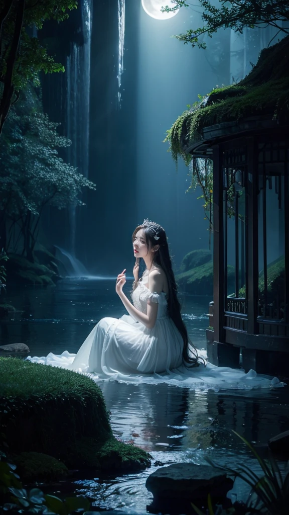 (Masterpiece, best quality:1.2), 1 woman, alone, In the depths of wonderland,Moonlight falls like water,mist room,The heroine's figure was not clearly visible.,Just like the angel in the painting.,sexy legs,Very beautiful legs,โชว์sexy legs,big breasts,美丽而又带着一丝mystifying的色彩。Her face was beautiful and delicate.,Like intricately carved jade,Revealing otherworldly beauty。Eyebrows are beautiful,The waves in my eyes are like twinkling stars.,It shows the light of perseverance and wisdom.。The bridge of the nose is straight.,Lip color like cherry,The slightly raised corners of the mouth reveal confidence and calmness.。Her face was clear.,The skin is as fair as jade.,Reveals a healthy glow,Like an angel, She had never eaten fireworks in this world.。Her makeup was light and delicate.,There isn't too much embellishment.,But when he had shown his emotions and charm。Light foundation helps reveal skin's transparency.,A lightweight eyebrow pencil helps create her perfect brow shape.,Eye makeup is eyeshadow and eyeliner.,It made her eyes brighter and more energetic.。嘴唇涂上grace的口红,Add a little charm and sophistication。她的衣服grace别致,Fluttering clothes,It seemed to be blown away by the wind every time.,drifting into the distance。既不失grace,Also shows her special skills.。Move to her moves。Her hair was casually pulled back.,Stay safe with hosta,Some strands of hair blow in the wind.,Add a little softness。Her body appeared in the heavenly realm.,宛如一道big breasts美丽的风景线,Attract everyone'anxiety。She looks like an angel in a wonderland.,big breasts美丽、grace、mystifying、and full of energy。