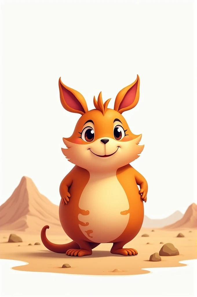 Cartoonish image of a caquito in the desert with a white background