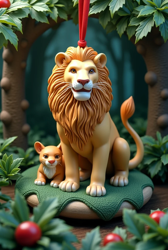 round ornament, 3d Inflated design,plane, animal, lion,forest, trees, ceramic