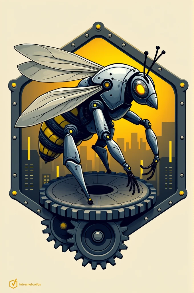 Bee robot construction logo