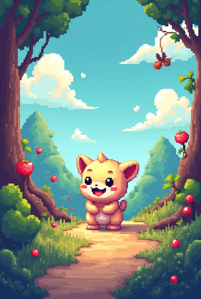 Make me an easy drawing in colored pixel art 
