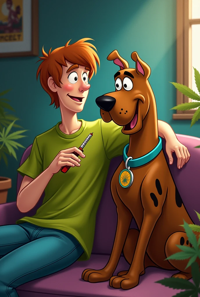 Shaggy and Scooby with marijuana