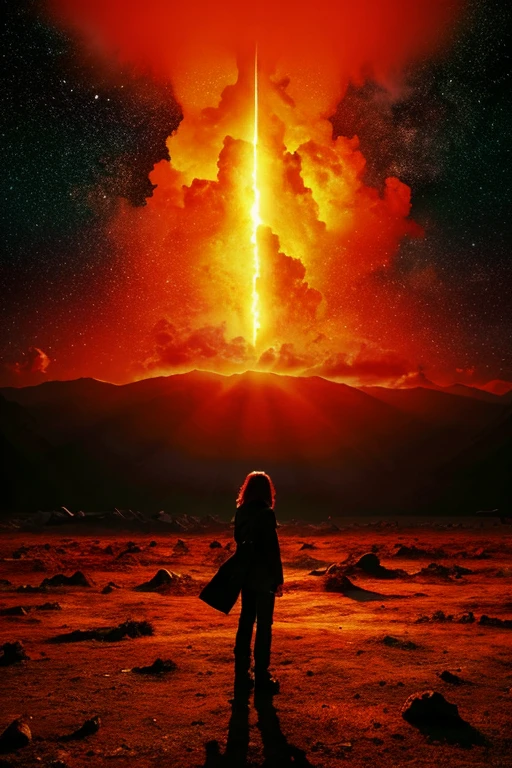 Highest quality、masterpiece、Desolate Earth、wreckage、Red Sky、Surrealism