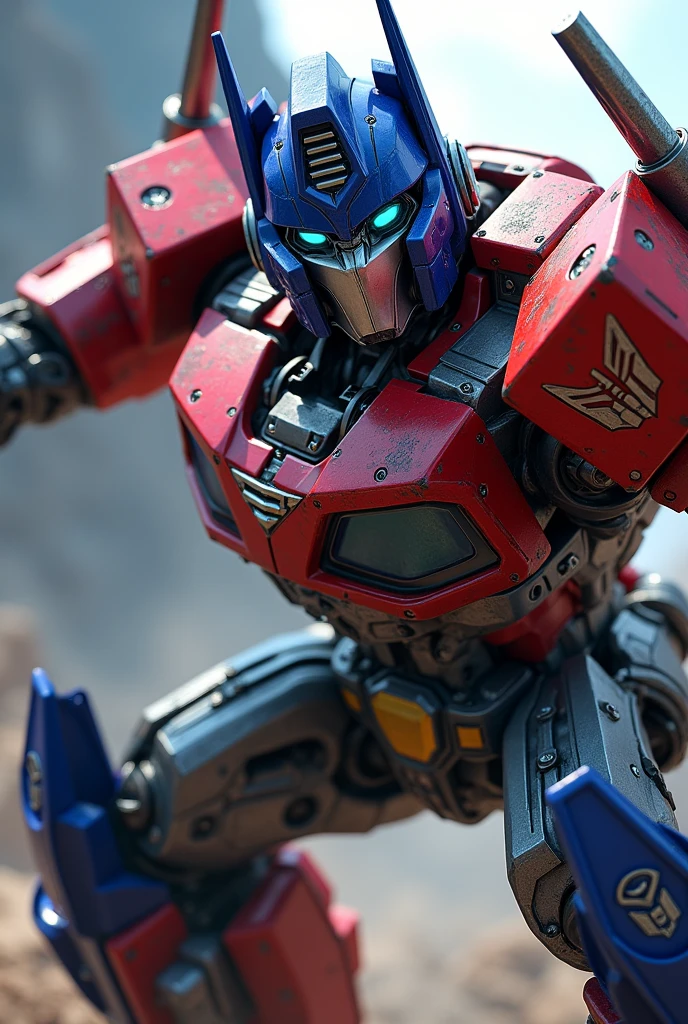 a highly detailed 3d render of a transformers character, optimus prime, with a powerful punch pose, anime style, cinematic lighting, hyper realistic, octane render, 4k, photorealistic, extremely detailed facial features and armor, dynamic composition, vibrant colors, dramatic lighting, detailed mechanical parts, cinematic atmosphere, epic scale