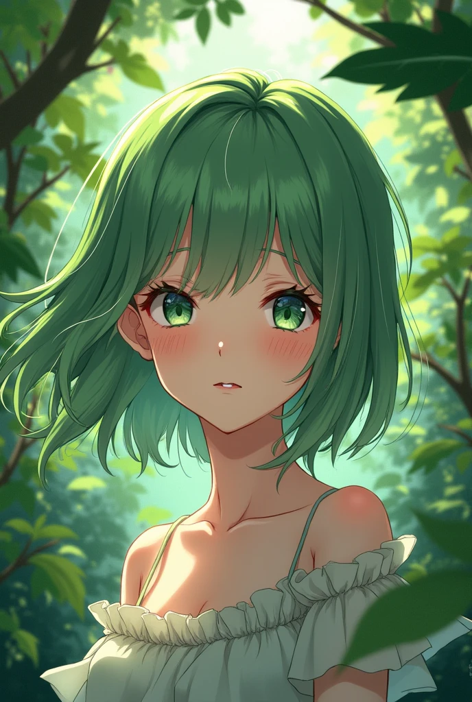anime girl with green background