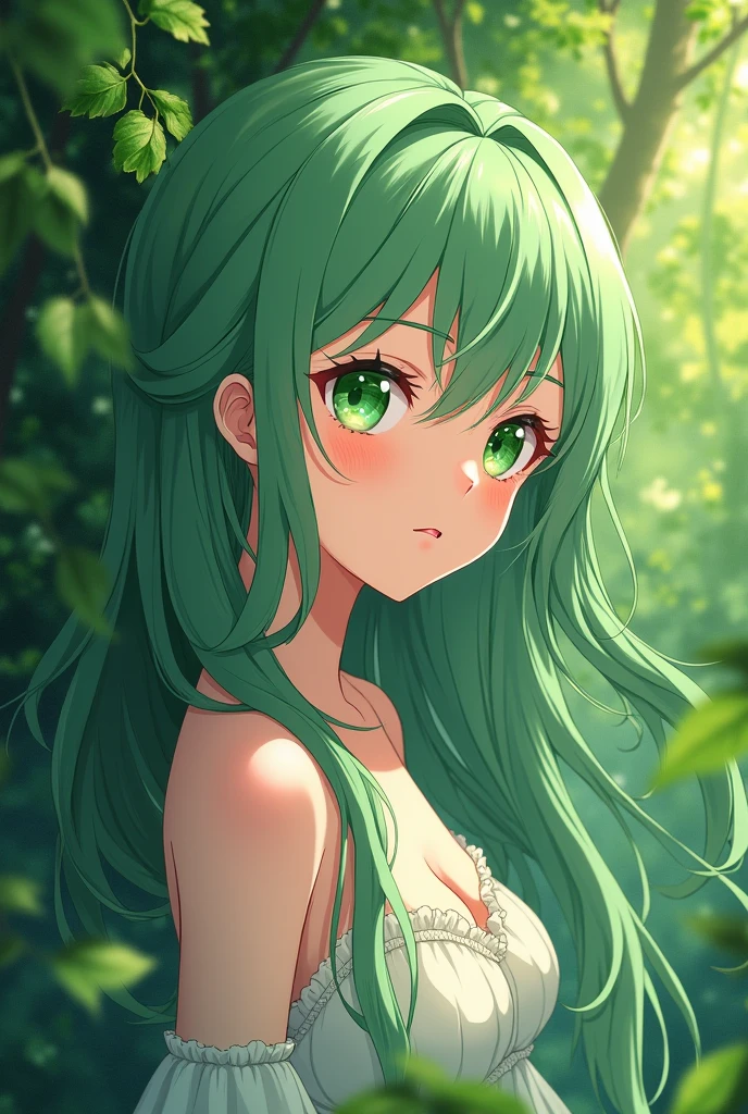 anime girl with green background