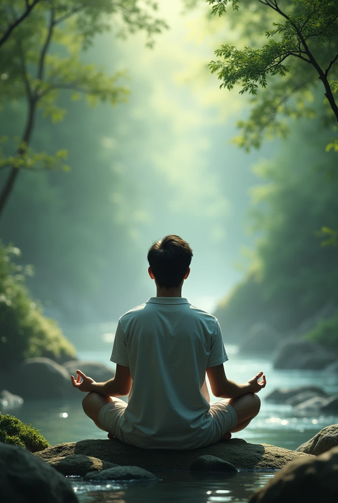 दृश्य: शांत, ध्यानमग्न दृश्य man front
