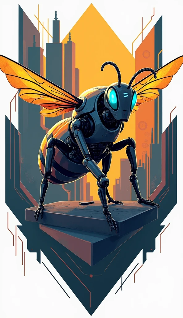 Bee robotic construction logo