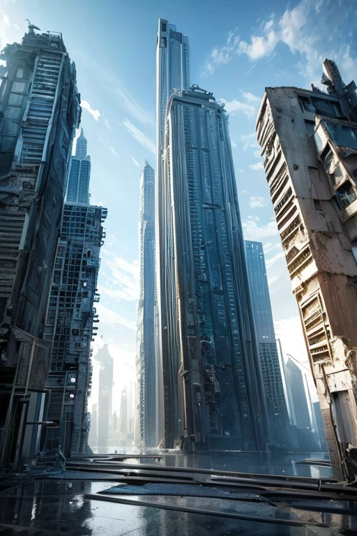 Highest quality、A ruined futuristic city、Surrealism