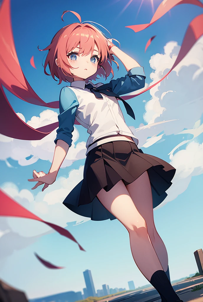 Tiny girl in short skirt really windy