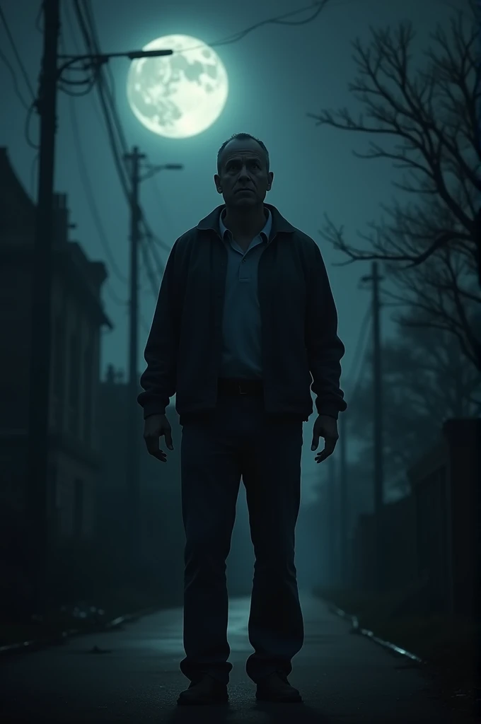A man is scared at night