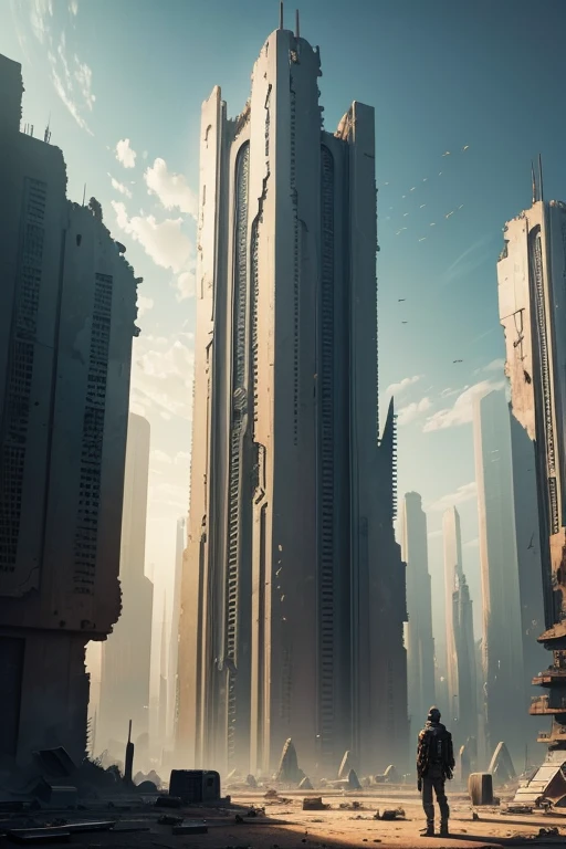 Highest quality、A ruined futuristic city、Surrealism