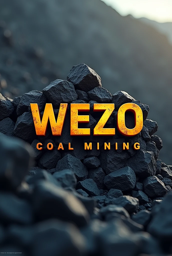 Construct a realistic and meaningful loge for a steam coal minning company called "WEZO coal mining". Integrate the words within the logo. It is an above ground coal minning company. The target market are cement factories. Do not use an axe on the logo.