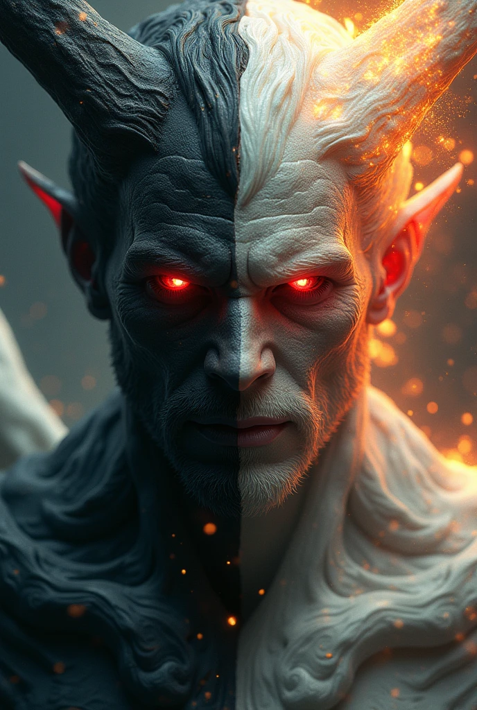 Believe me, a character who was born from an angel and a demon and who is the strongest, who has the power to destroy planets, who physically has an angel side and a human side, and who is a man and whose eyes are as red as blood.