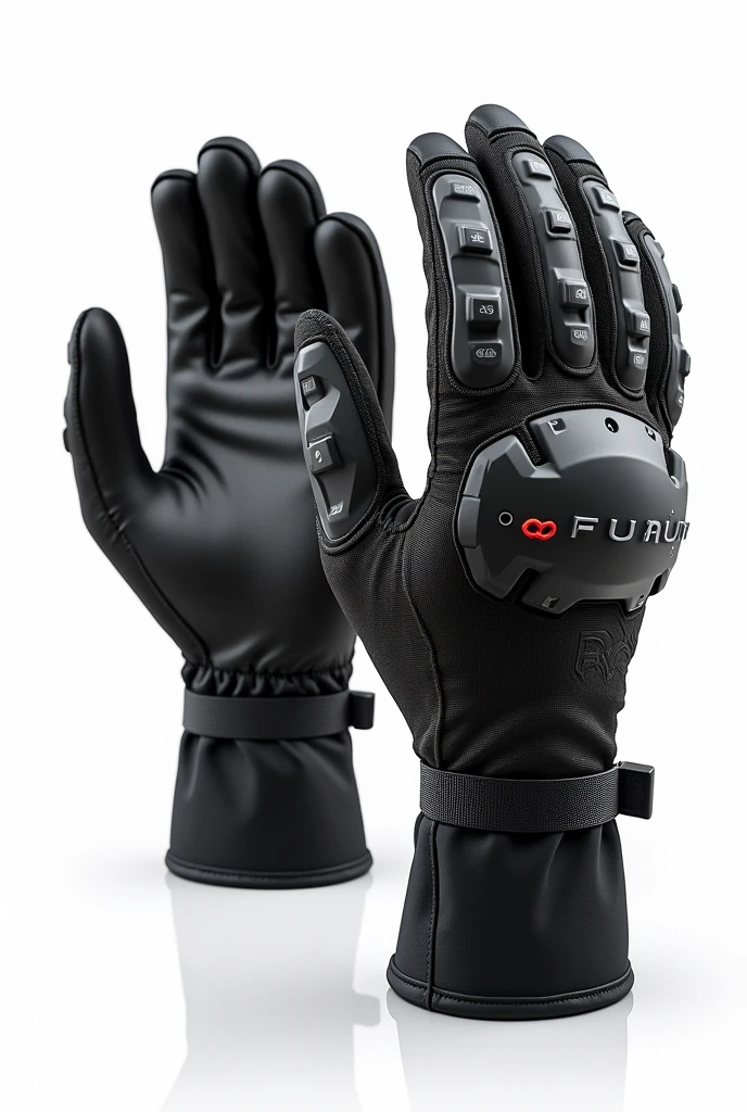 Design a modern, high-performance pair of impact gloves, showcasing both front and back views on a clean white background.
Front View: The palm area of the gloves should feature reinforced, high-impact-resistant padding, particularly over the palm and fingers, utilizing a textured, anti-slip material for a secure grip. The fingers should include articulated segments to ensure flexibility and dexterity, with an ergonomic design that supports natural hand movements. The primary color should be durable and designed for high visibility.
Back View: The back of the gloves should prominently display integrated PVC rubber patches over the knuckles and fingers, offering maximum protection against shocks and abrasions. Additional padding should be strategically placed on the back of the hand and wrist areas for enhanced safety. The gloves should feature adjustable wrist closures with a secure Velcro or buckle system to ensure a snug, comfortable fit. Incorporate reflective elements into the design for improved visibility in low-light environments.
Present both the front and back views of the gloves on a plain white background to clearly highlight the design features, materials, and craftsmanship.