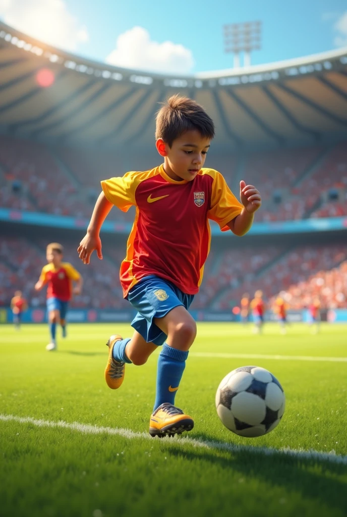 A boy playing football