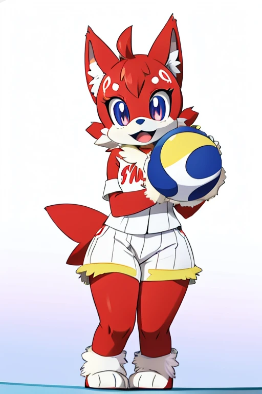 Furry female red fish alola pokemon sun and moon fursuit mascot baseball style 