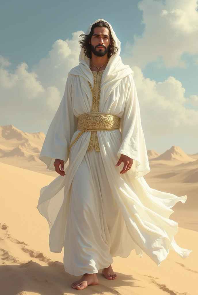 A beauti, handsome, brave and allah messenger man in a white dress