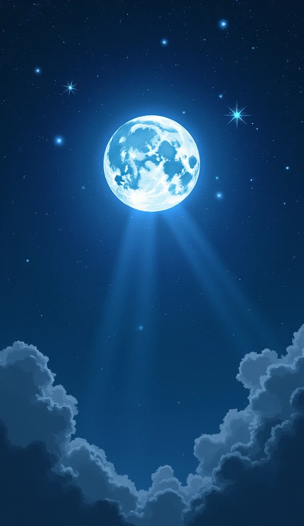 Luna tries to shine brighter, flickering and glowing more intensely, but still appears smaller and dimmer than the other stars. Her light dims slightly as she looks down, feeling uncertain.