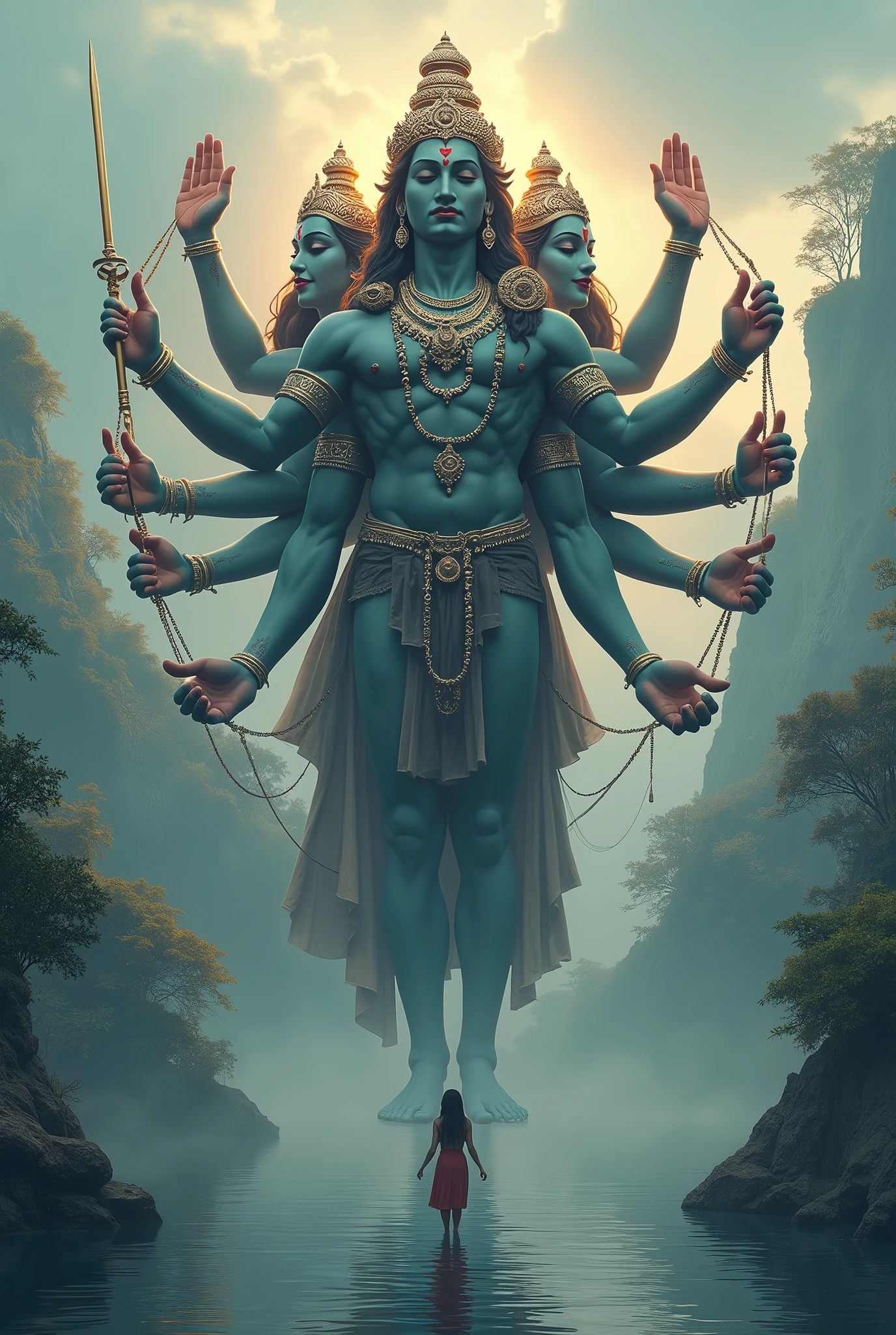 Lord Vishnu 10face avatar in river 