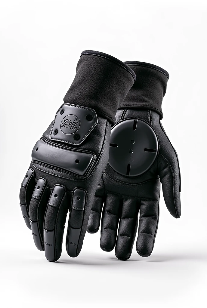 Design a pair of mechanic gloves, showcasing both front and back views on a white background.
Front View: The palm area should feature reinforced padding for durability and a textured, anti-slip surface to ensure a strong grip during mechanical tasks. The fingers should be ergonomically designed with articulated segments for enhanced flexibility and dexterity. The gloves should be crafted from durable, breathable materials like synthetic leather and spandex for comfort and longevity.
Back View: The back of the gloves should highlight a very unique and innovative rubber patch design. This rubber patch should be distinct in both shape and placement, offering advanced protection to the knuckles and fingers while also adding a stylish, modern aesthetic. The design should stand out as a key feature of the gloves, combining functionality with a creative, eye-catching look. Additionally, the back of the gloves should include strategically placed padding for extra protection, with a secure, adjustable wrist closure to ensure a comfortable fit.
Display both the front and back views of the gloves on a plain white background to emphasize the distinctive rubber patch and overall design.