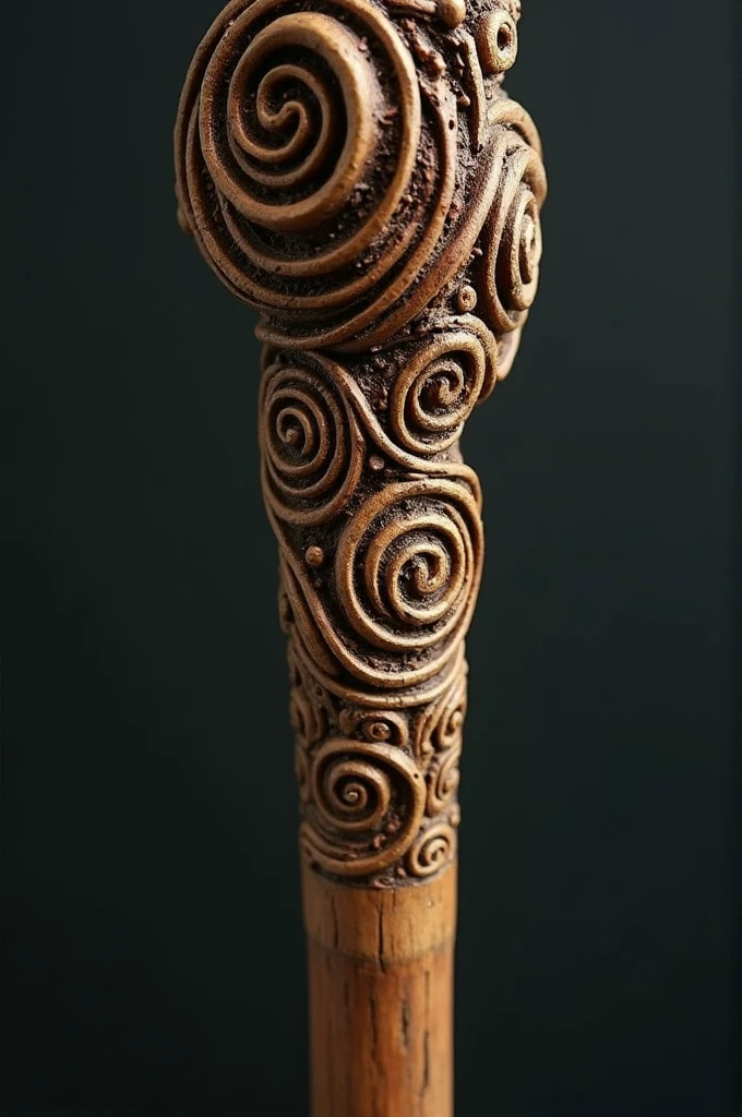 I would like you to create a wand for me., with anthill wood, with a rough texture and spiral patterns that mimic the structure of leafcutter ants 