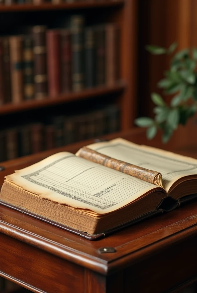 "An old ledger book filled with business transactions, symbolizing Marwari attention to detail and record-keeping