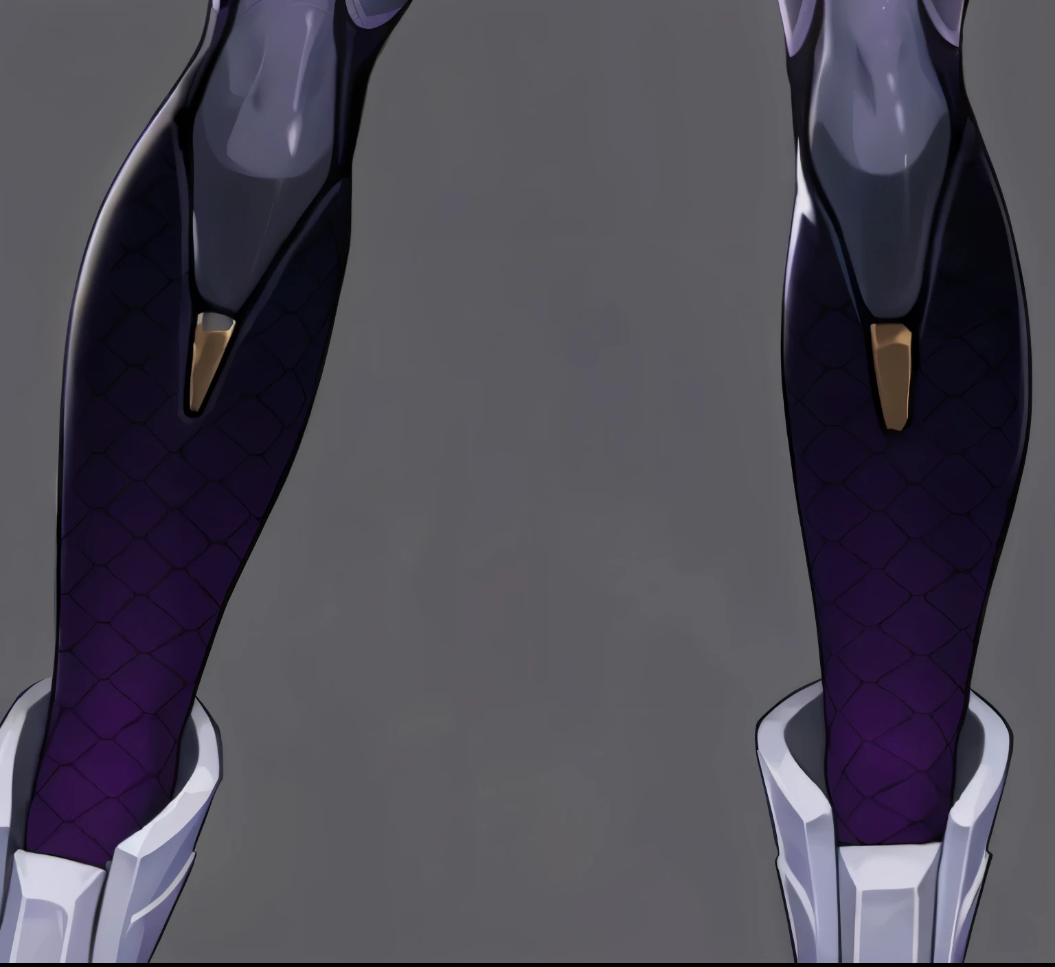 Fishnet stockings,The color of the socks changes from black to purple from top to bottom,Gold metal base,Purple glow effects,4K,No characters,Vertical painting texture