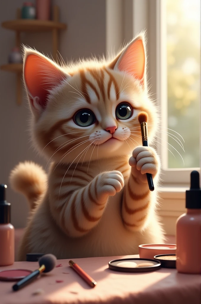 Real cat makeup karti hui