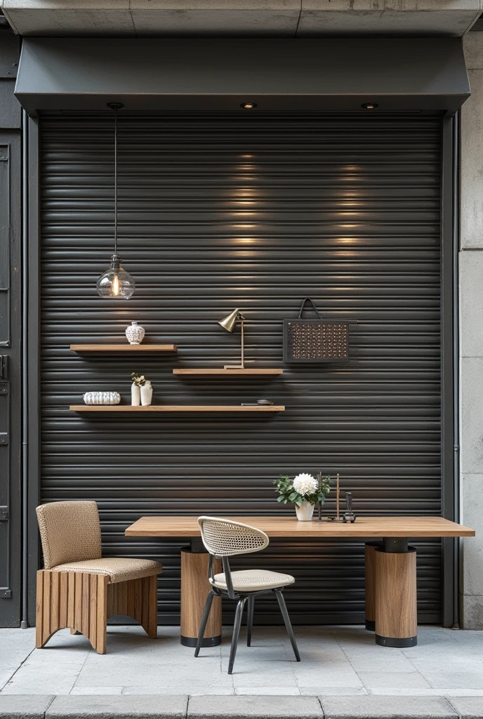 Furniture inspired by rolling shutters of the shop