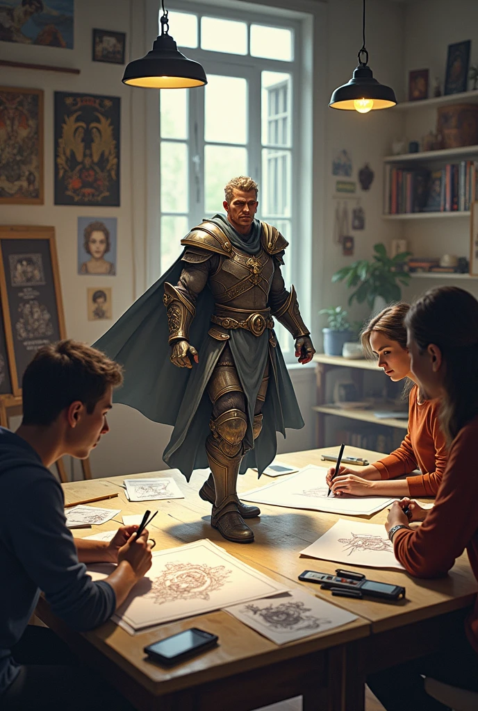 People drawing an RPG character