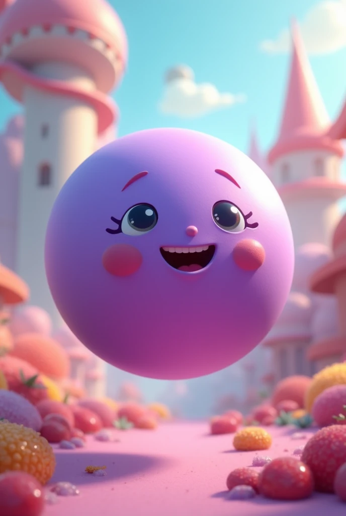 charachter: a purple ball will fly with a face