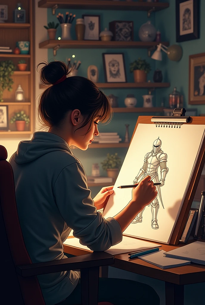 Person drawing an RPG character
