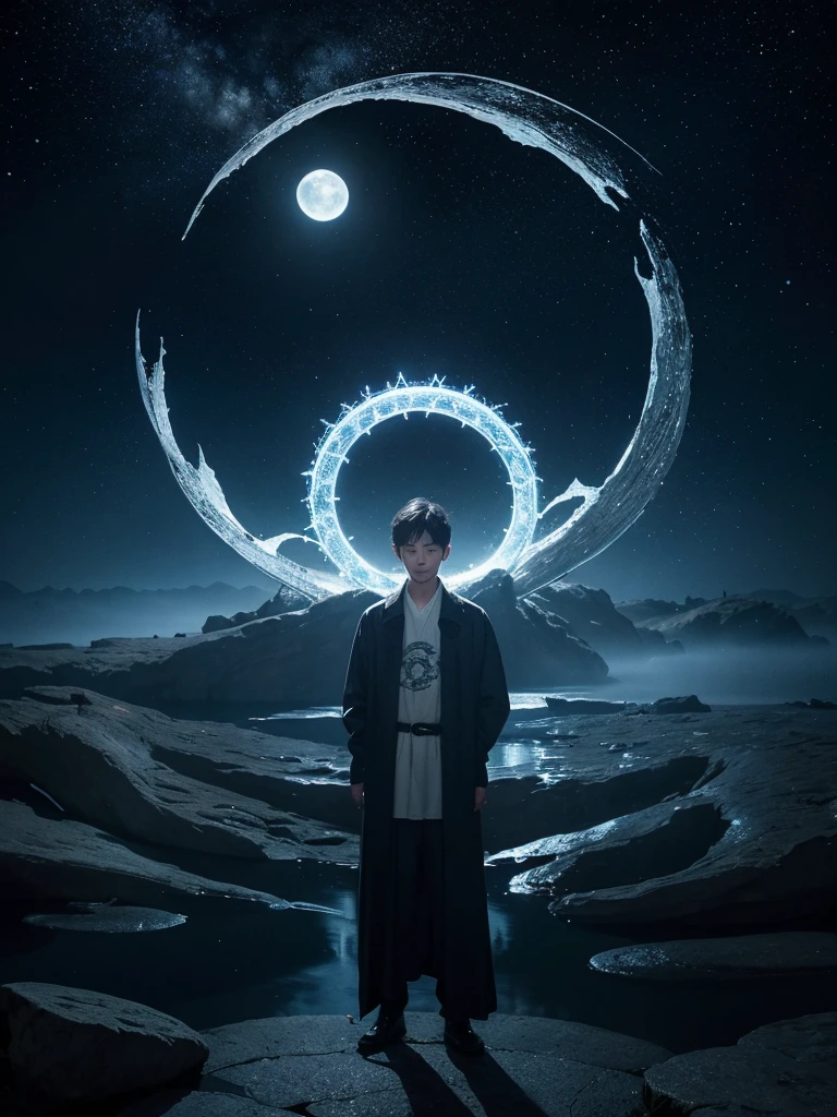 In the endless darkness,A young man stands in the center,Surrounded by countless mysterious symbols,These symbols seem to be the last words of an ancient civilization.,Mysterious and powerful。They may float in the air,Or engraved in the invisible,Spinning around the boy,Like the moon surrounded by stars,Each symbol emits a faint and strange light,Interwoven into a bizarre picture。
These symbols have different shapes,Some are like dragons and snakes,Some are arranged like stars,Their lights flicker in the night,Like the brightest star in the night sky,Guiding the unknown direction。In rotation,They seem to be telling ancient stories.,Every ray of light,Every turn,We are all a drop of water in the long river of time,Contains profound meaning。
The boy closed his eyes and concentrated,It seems to be communicating with these symbols spiritually.。He can feel,These symbols are not only a decoration,It connects the past and the future,The bridge between reality and fantasy。Around him,There's a strange energy in the air,It makes you feel as if you are in another time and space,A world full of magic and wonder。
This is a quiet and magical picture.,The boy and the mysterious symbols surrounding him together form a fascinating scene,Makes people daydream,Behind these symbols,What kind of stories and power are hidden?。