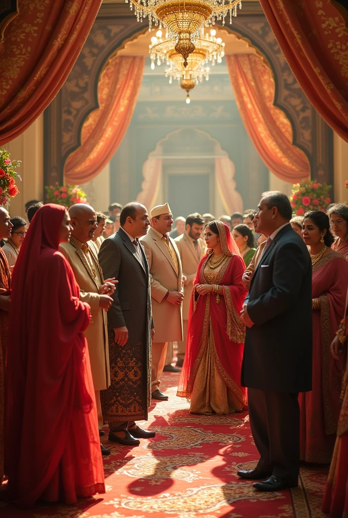 A grand Marwari wedding where business alliances are being formed among families."