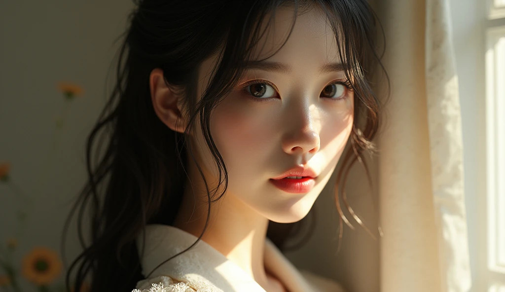 beautiful japanese woman, she has very beautiful long hair, a seductive gaze,uses extremely detailed light clothing, photoshot_\( ultra\), photoshotrealisitic, realisitic, Post-processing, Maximum details, roughness, real-life, ultrarealisitic, photoshotrealism, photoshotgraphy, 8k hd, photoshotgraphy