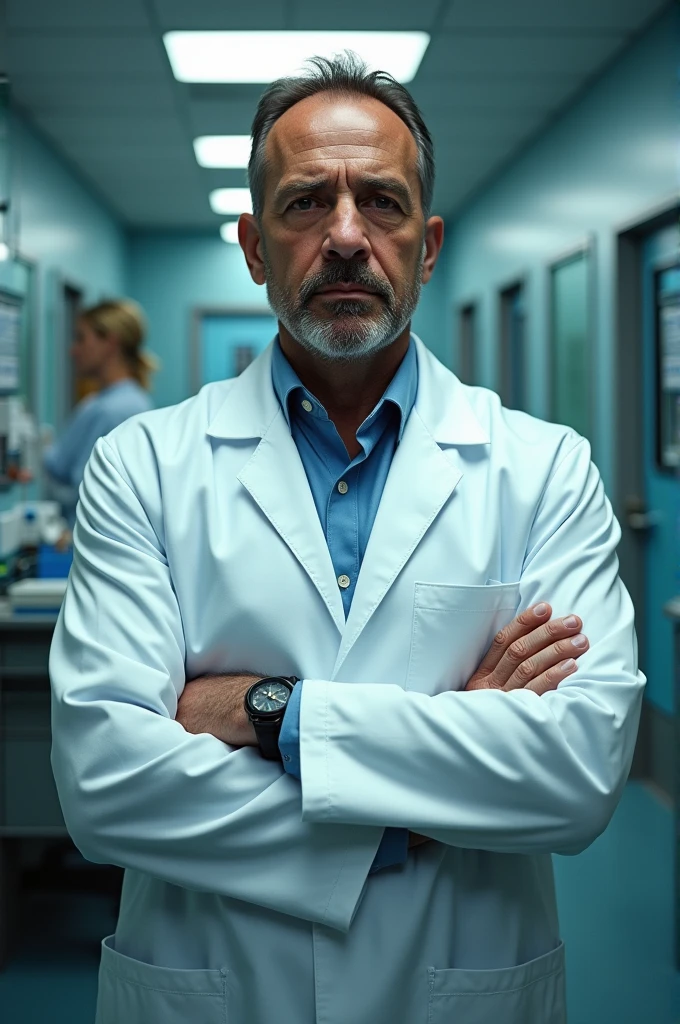 **Panel Description:** Close-up shot: Doc Sheddon, in a lab coat, stands with arms crossed, confidently declaring the death a homicide. The camera angle is tilted, emphasizing his serious expression.
**Location:** Autopsy room, Forensic Center.
**Character:** Doc Sheddon.